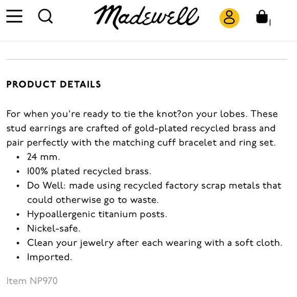 NWT Madewell Knotted Medium Stud Earrings - Picture 5 of 7